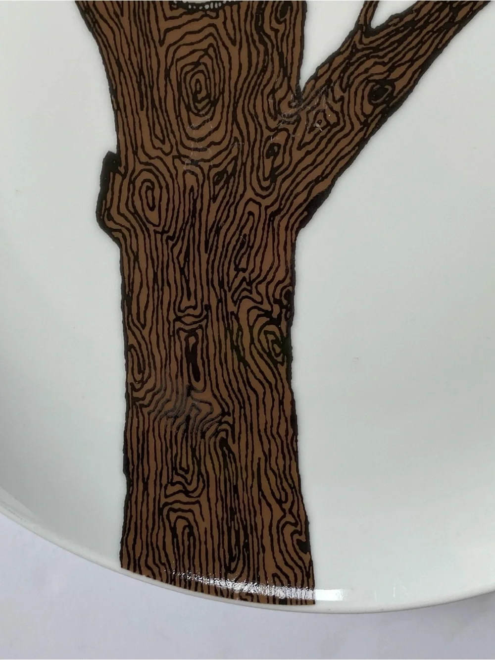 West Elm Owl Plate 8.5” Serving Art Drawing Display Bird Tree Ceramic Birding